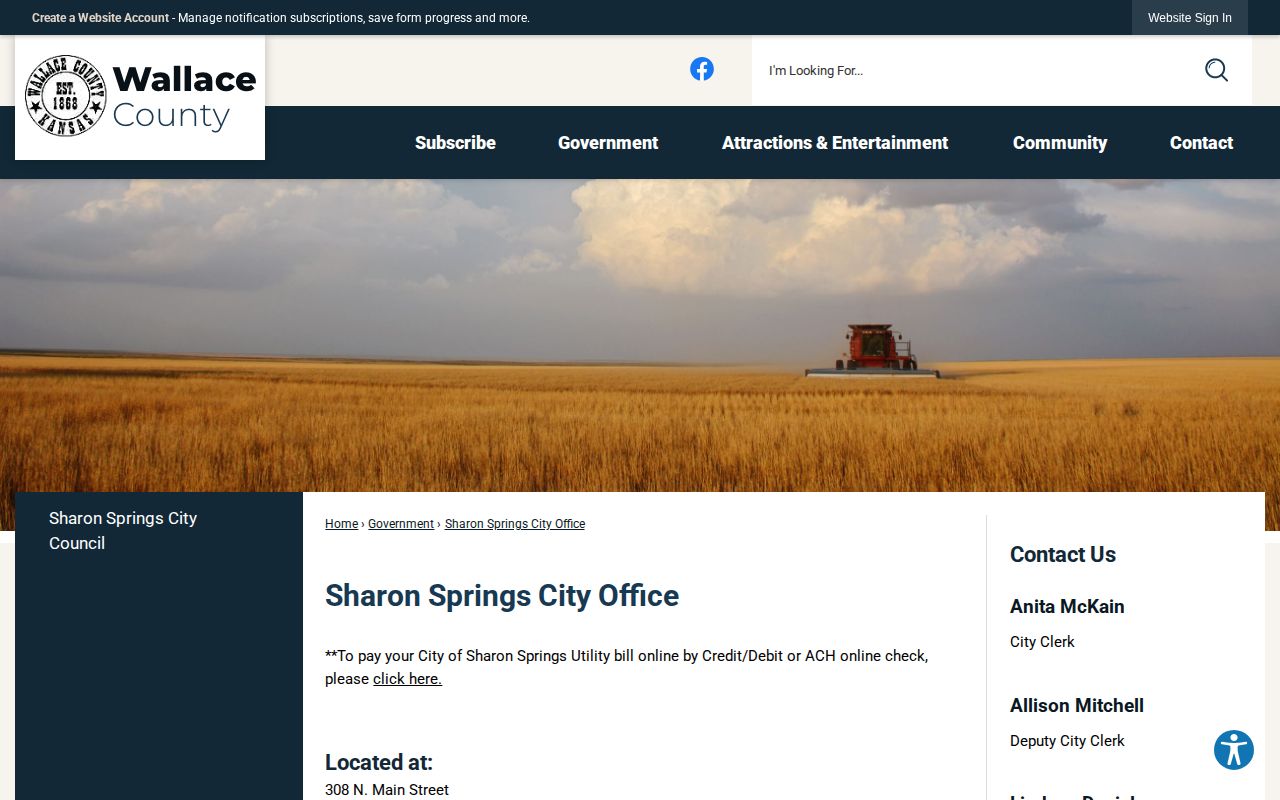 Official Sharon Springs City Office administrative page